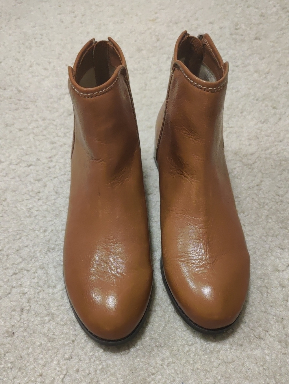 Trotters Women’s Tan Leather Ankle Retro Boots Back Zipper Cottagecore Y2K Chic